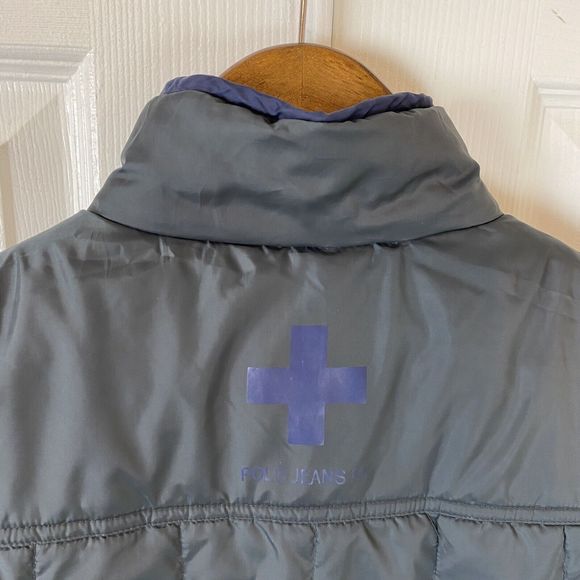 Polo Ralph Lauren Puffer Vest Reversible Blue Jacket Double Sided Grey Blue - Picture 5 of 6